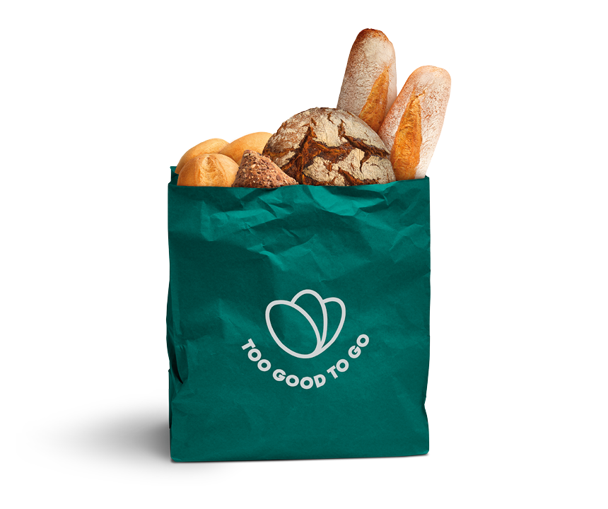 Die TOO GOOD TO GO TÜTE gefüllt mit Kamps Backwaren
