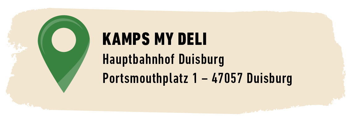 Der Standort von Kamps my Deli in Duisburg: Hauptbahnhof Duisburg, Portsmouthplatz 1, 47057 Duisburg