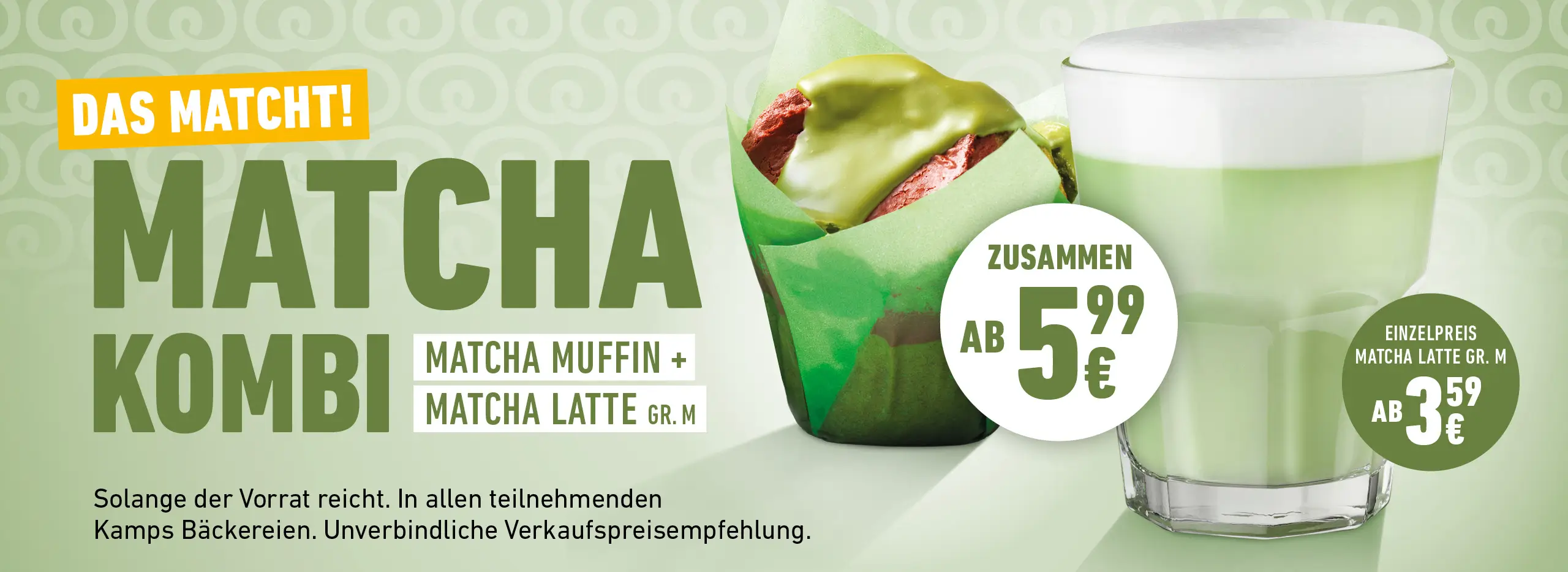 KAMPS AKTIONSSNACK - MATCHA KOMBI: MATCHA MUFFIN + MATCHA LATTE Größe M